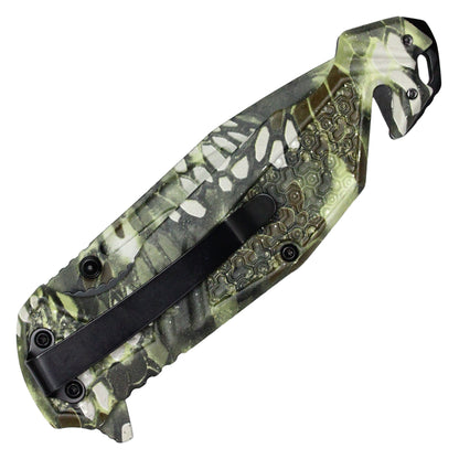 Wartech - 8.25" Woodland Morpho Camo | Spring Assisted Pocket Knife