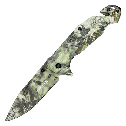 Wartech - 8.25" Woodland Morpho Camo | Spring Assisted Pocket Knife