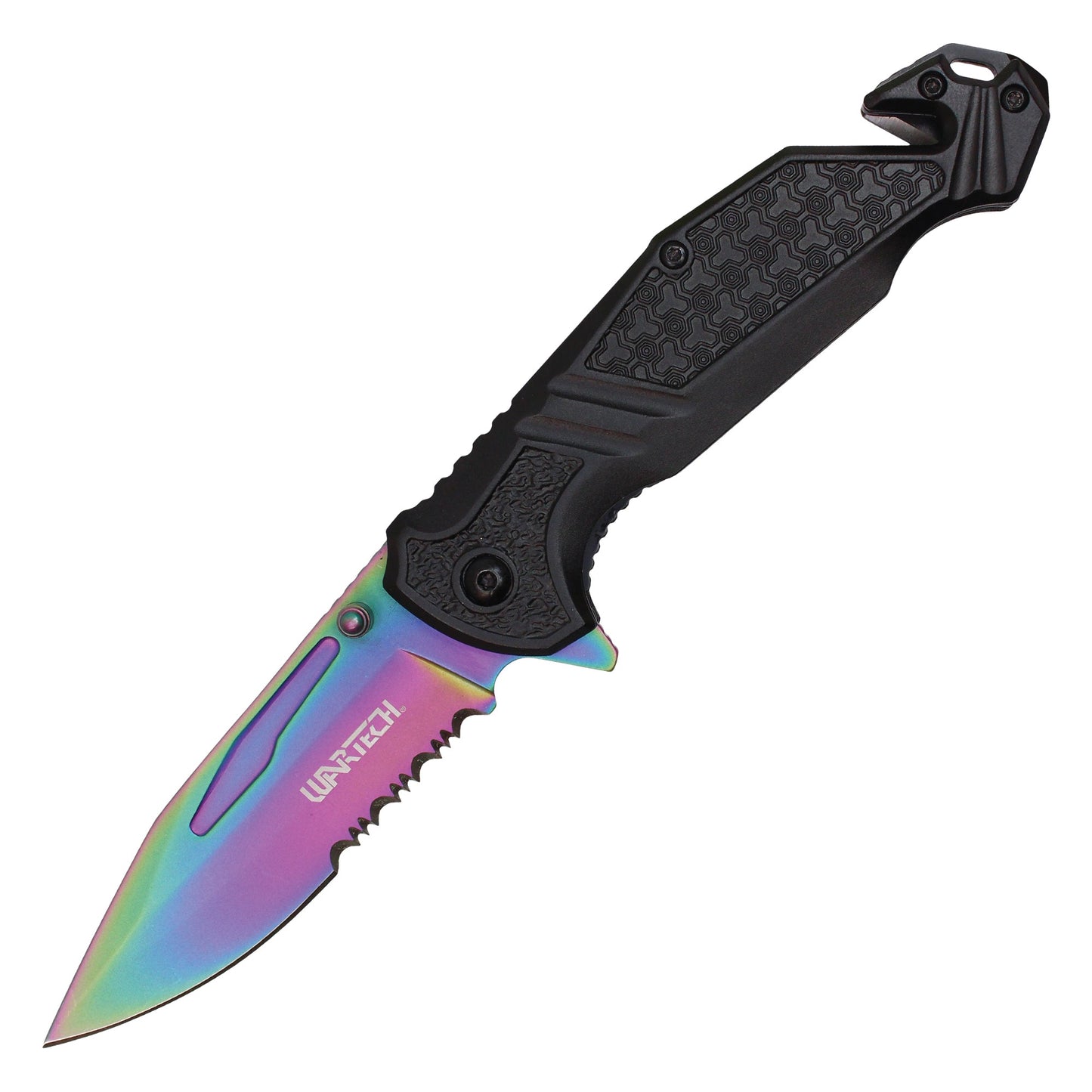 Wartech - 8.25" Serrated Tactical Rainbow | Spring Assisted Pocket Knife