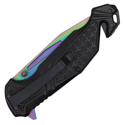 Wartech - 8.25" Serrated Tactical Rainbow | Spring Assisted Pocket Knife