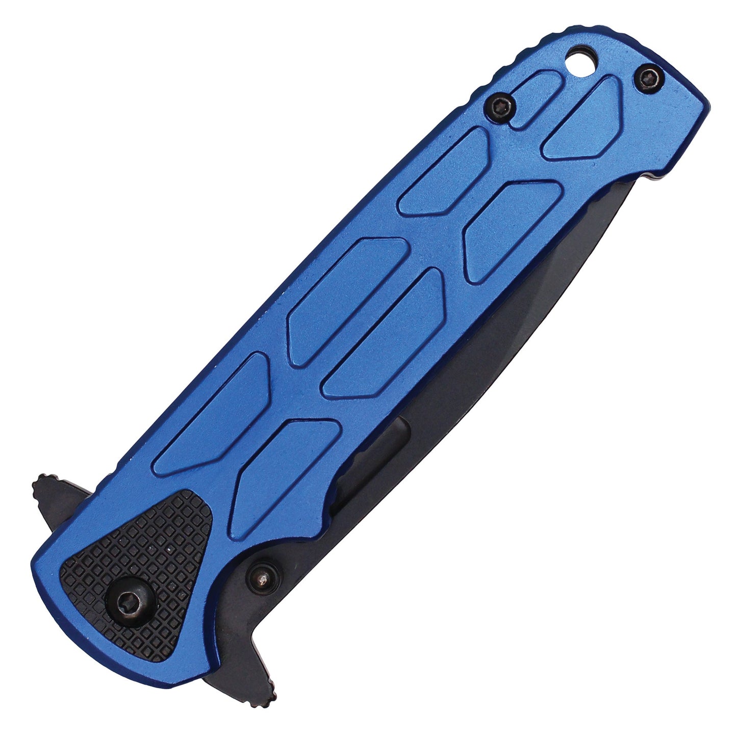 8" Blue Pocket Knife w/ Black Blade