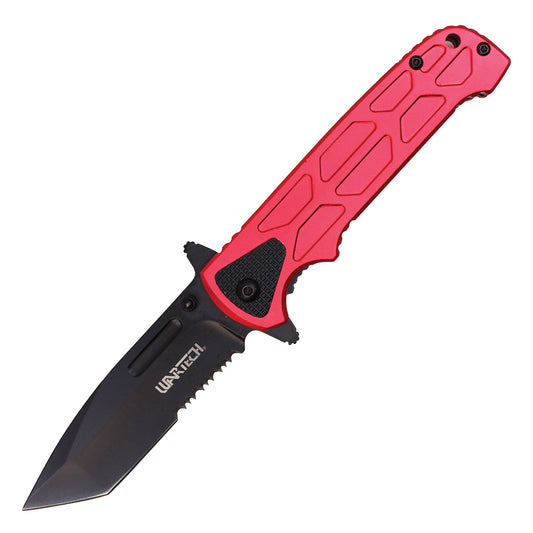 8" Red Pocket Knife w/ Black Blade