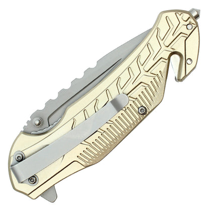 Wartech 8" Serrated Tan Pocket Knife