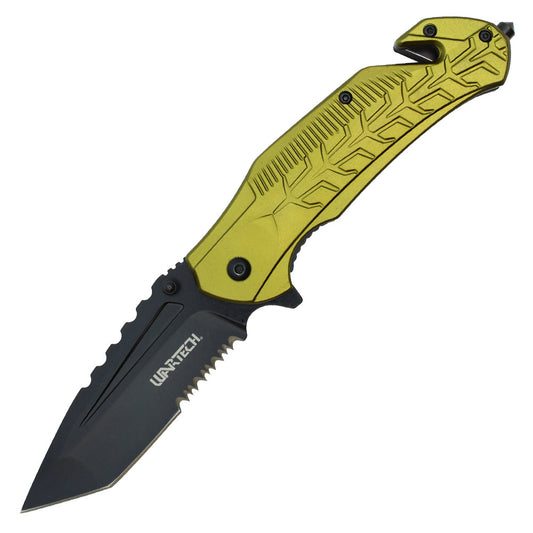 Wartech 8" Serrated Green Pocket Knife