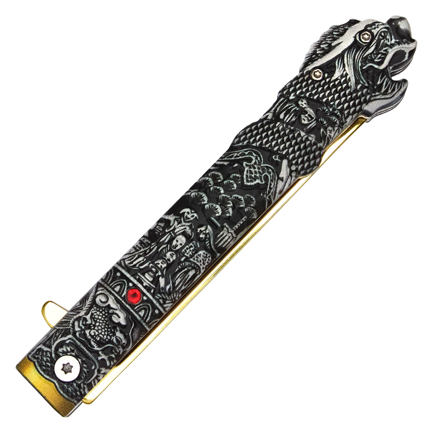 Wartech - 9.25" Gold Highlander Katana | Spring Assisted Pocket Knife