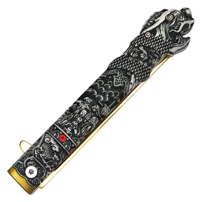 Wartech - 9.25" Gold Highlander Katana | Spring Assisted Pocket Knife