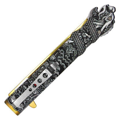 Wartech - 9.25" Gold Highlander Katana | Spring Assisted Pocket Knife