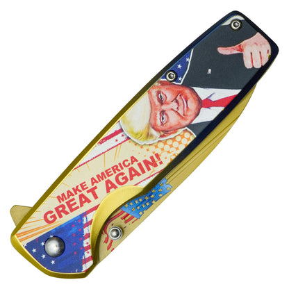 Wartech 8" Make America Great Again - Donald Trump | Spring Assisted Pocket Knife