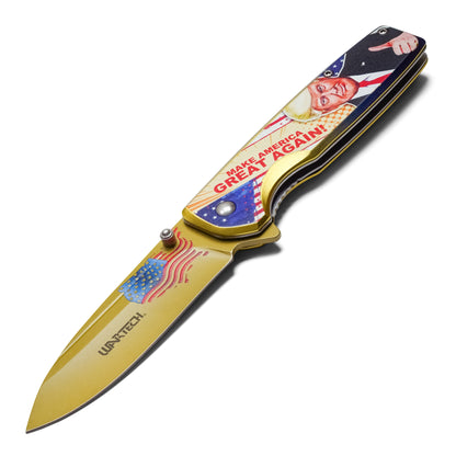 Wartech 8" Make America Great Again - Donald Trump | Spring Assisted Pocket Knife