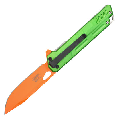 Wartech – 7.75" Orange & Green | Spring Assisted Pocket Knife