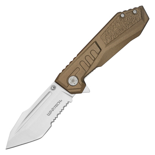 Wartech – 7.75" Brown Aluminum | Spring Assisted Pocket Knife