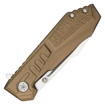Wartech – 7.75" Brown Aluminum | Spring Assisted Pocket Knife
