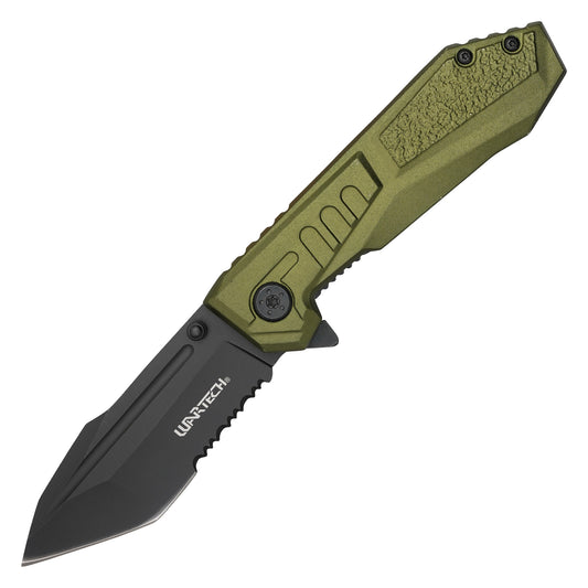 Wartech – 7.75" Forest Green Aluminum | Spring Assisted Pocket Knife