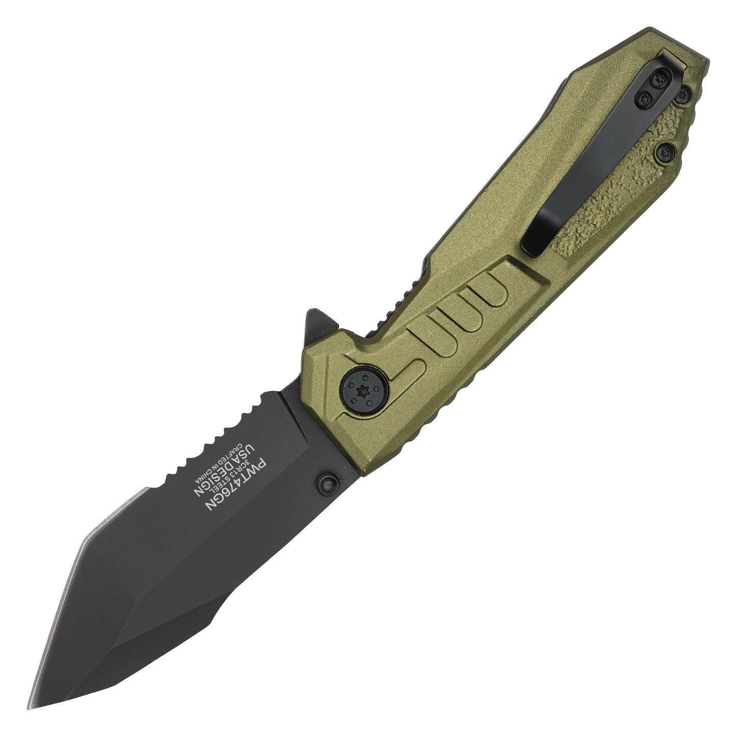 Wartech – 7.75" Forest Green Aluminum | Spring Assisted Pocket Knife