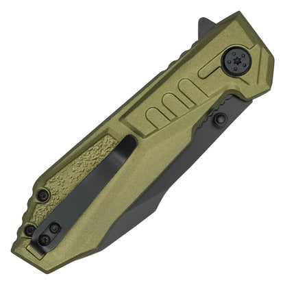 Wartech – 7.75" Forest Green Aluminum | Spring Assisted Pocket Knife