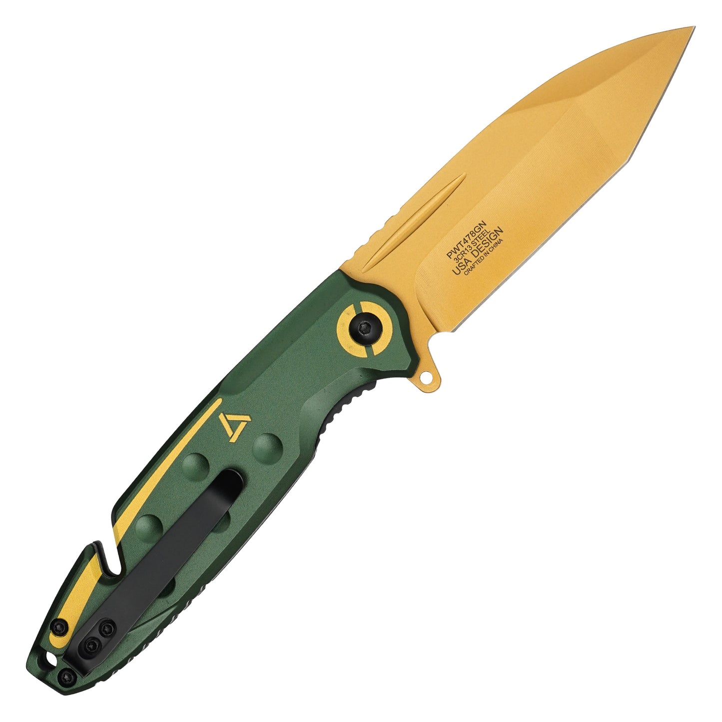 Wartech – 8" Green & Gold Pocket Knife | Pocket Knife