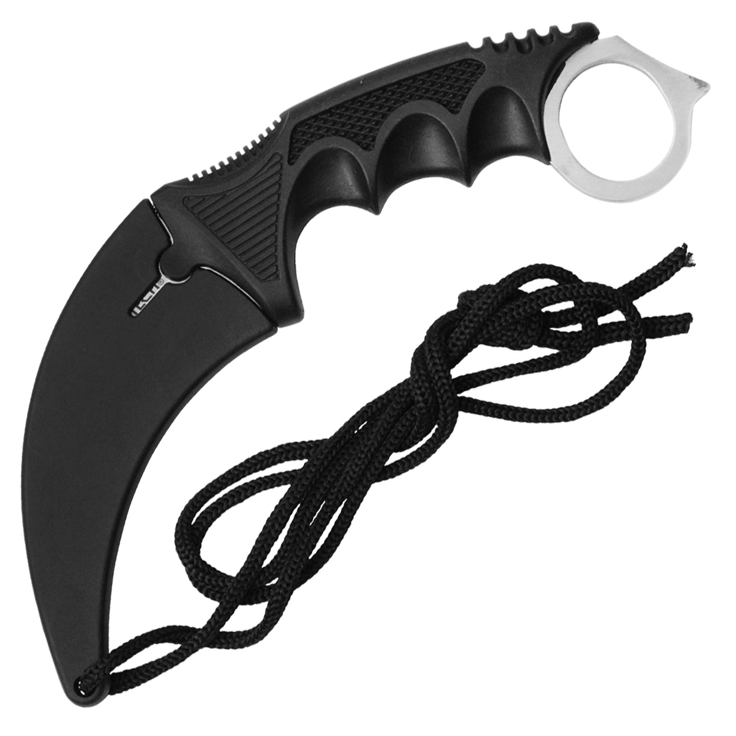 Wartech - 7.5" Silver & Black Karambit | Fixed Blade Neck Knife