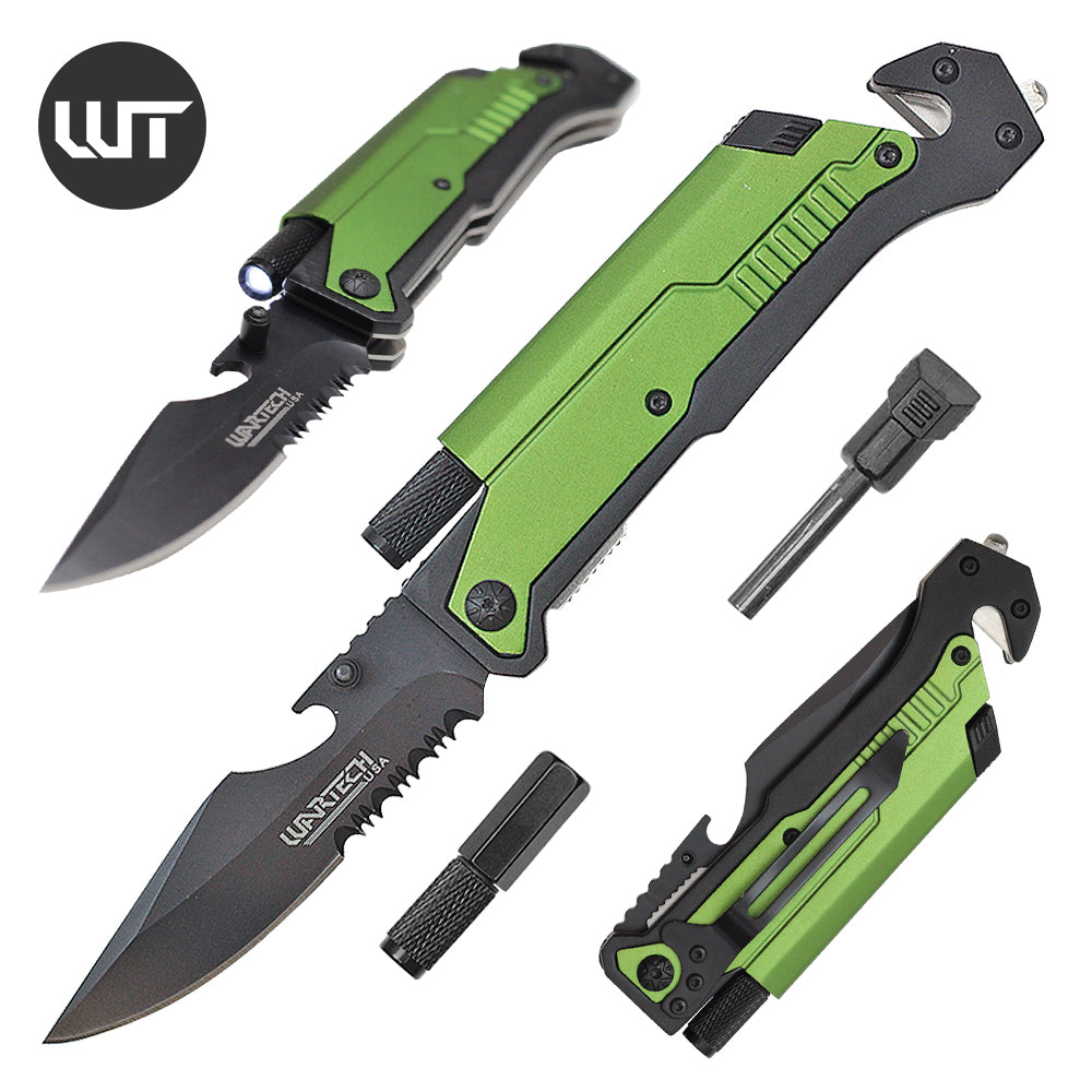 Wartech - 8.5" Green Survival Pocket Knife