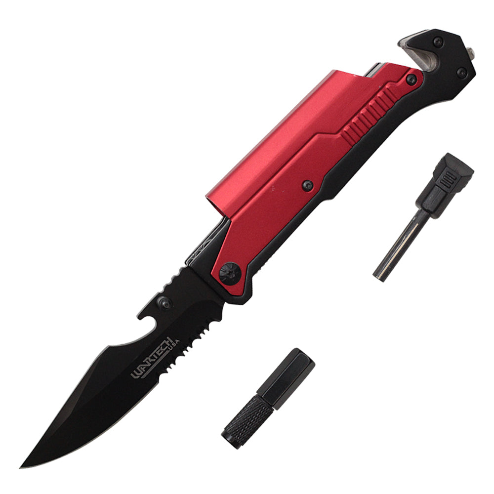 Wartech - 8.5" Red Survival Pocket Knife