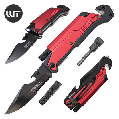 Wartech - 8.5" Red Survival Pocket Knife