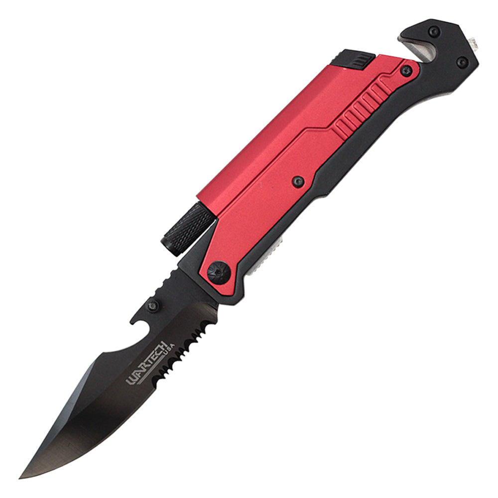 Wartech - 8.5" Red Survival Pocket Knife