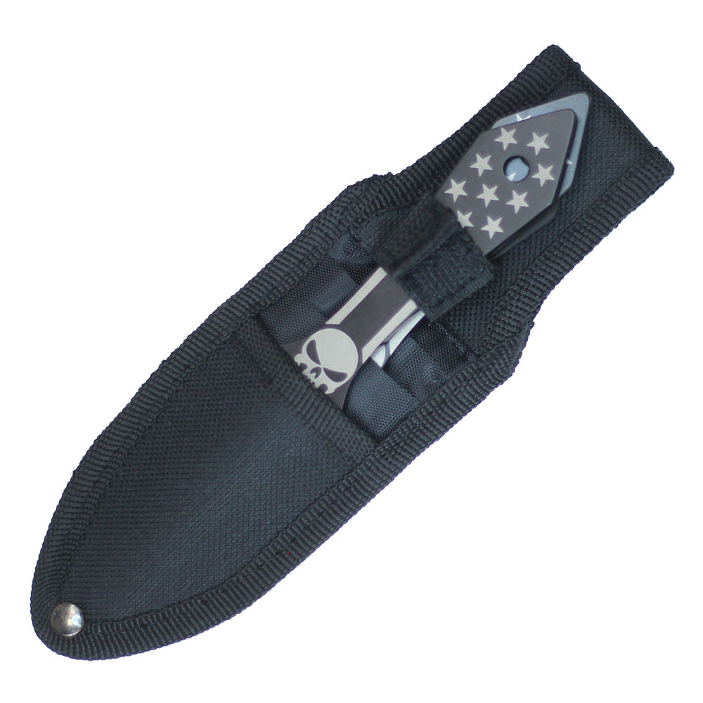 6 1/2" 3 Pc Set Black Punisher Throwing Knife