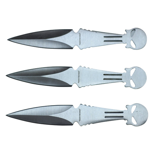 6.5-inch 3pc. Sliver Stainless Steel Skull hrowing Knive Set