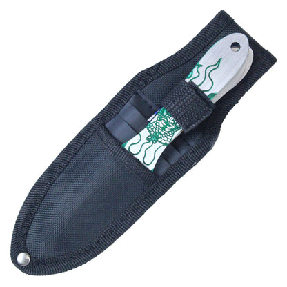 6.5" Inch 3Pc Mixed Color Stainless Steel Japanese Warrior Mask Thrower Knife Set (Blue, Silver, Teal)