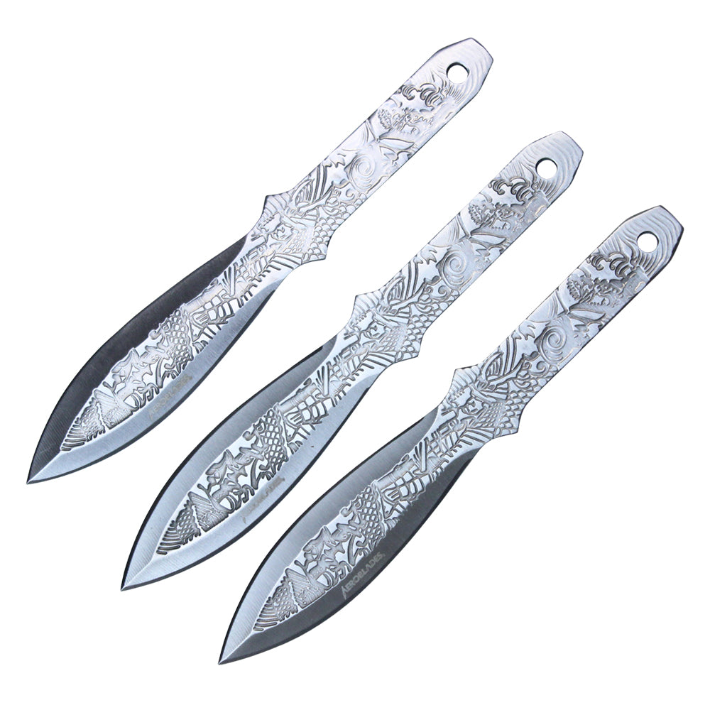 6.5-inch 3pc Silver Stainless Steel Warrior Throwing Knive Set