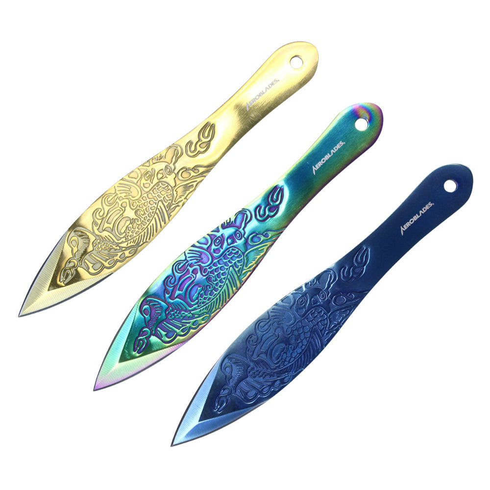 6.5-inch 3pc Mixed Color Stainless Steel Warrior Throwing Knive Set