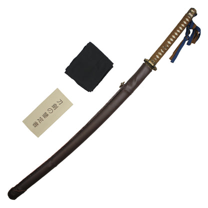 41" Hand Forged Katana w/ Flower Tsuba (Brown)