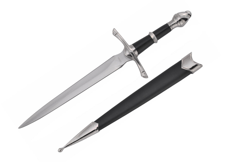 14" Medieval Dagger With Black Scabbard