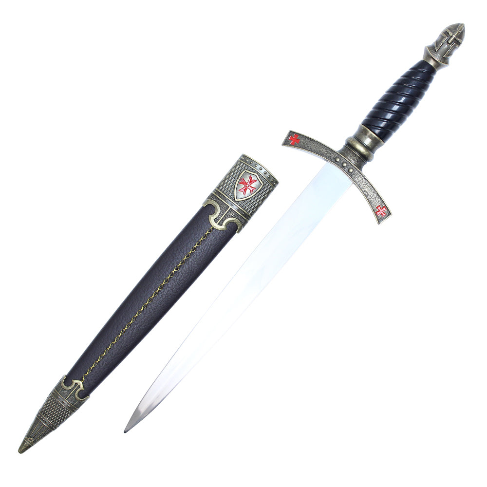 16" Black Knight Dagger W/ Red Cross