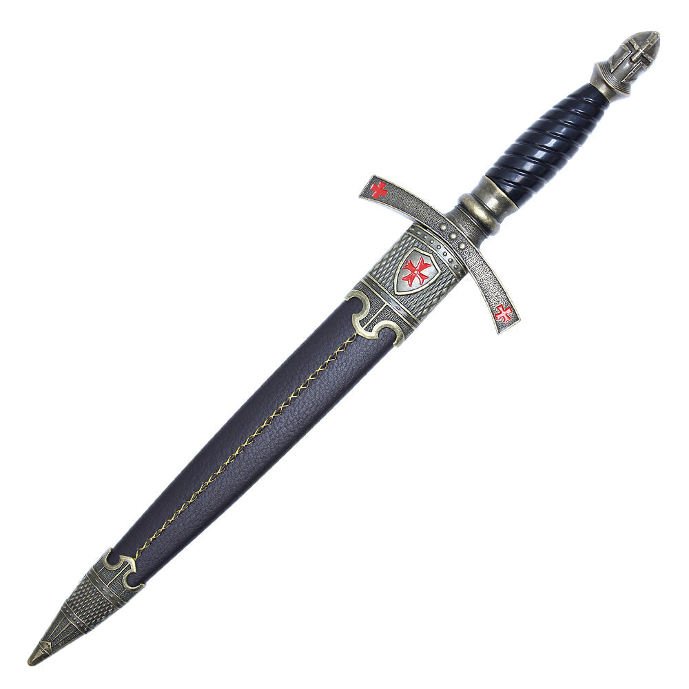 16" Black Knight Dagger W/ Red Cross