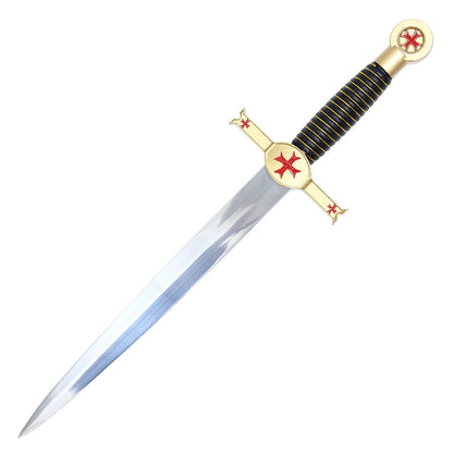 16" Gold Crusader Horseman Dagger w/ Red Cross