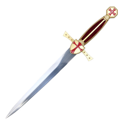 16" Gold Crusader Dagger w/ Red Cross