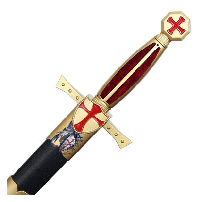 16" Gold Crusader Dagger w/ Red Cross