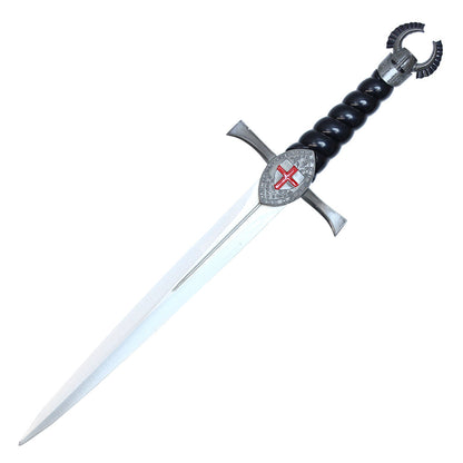 16" Black Templar Knight Dagger w/ Red Cross