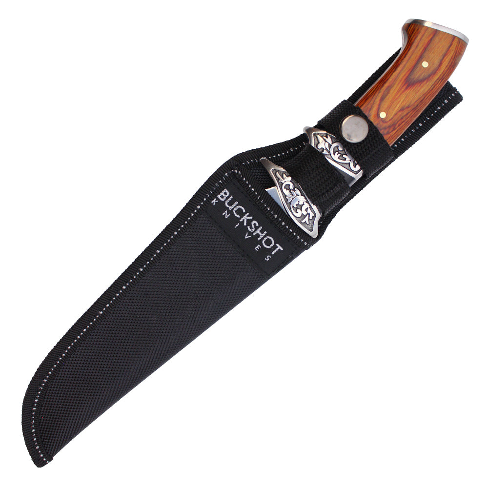 12.5" Fixed Blade Hunting Knife w/ Floral Wood Handle