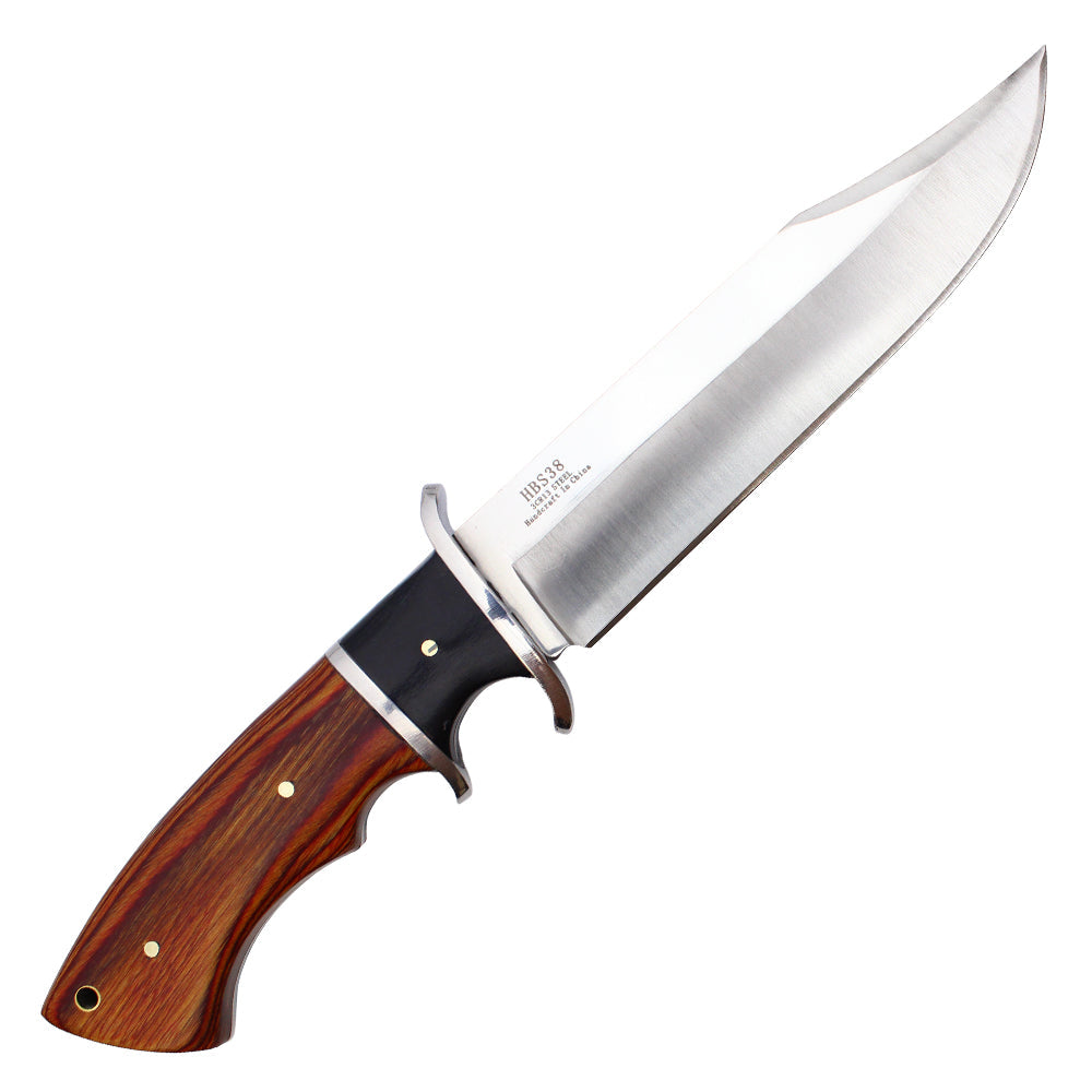 11" Fixed Blade Hunting Knife w/ Black & Wood Handle