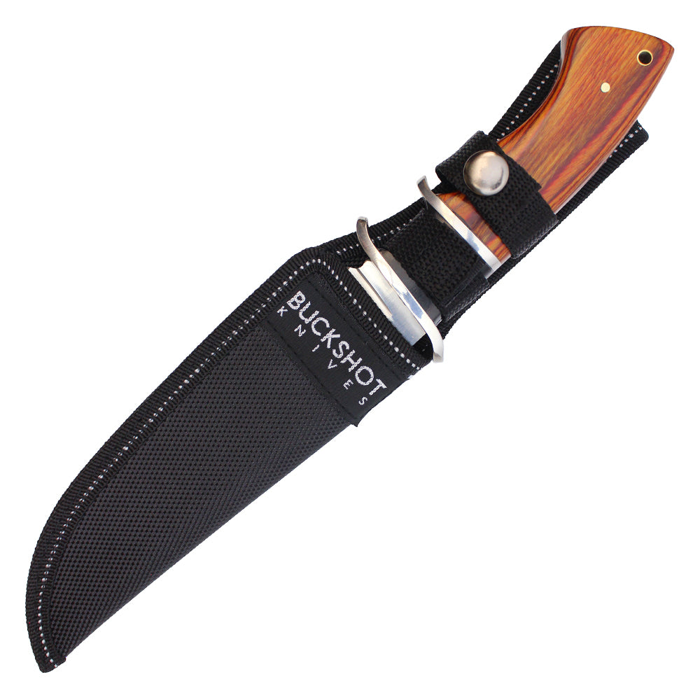 11" Fixed Blade Hunting Knife w/ Black & Wood Handle