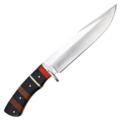 12" Fixed Blade Hunting Knife w/ Black & Wood Handle