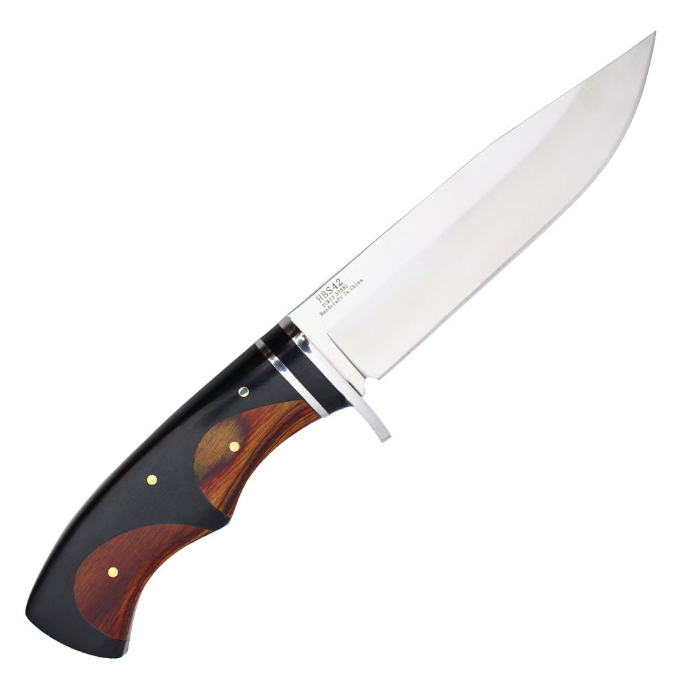 11" Fixed Blade Hunting Knife w/ Black & Wood Handle