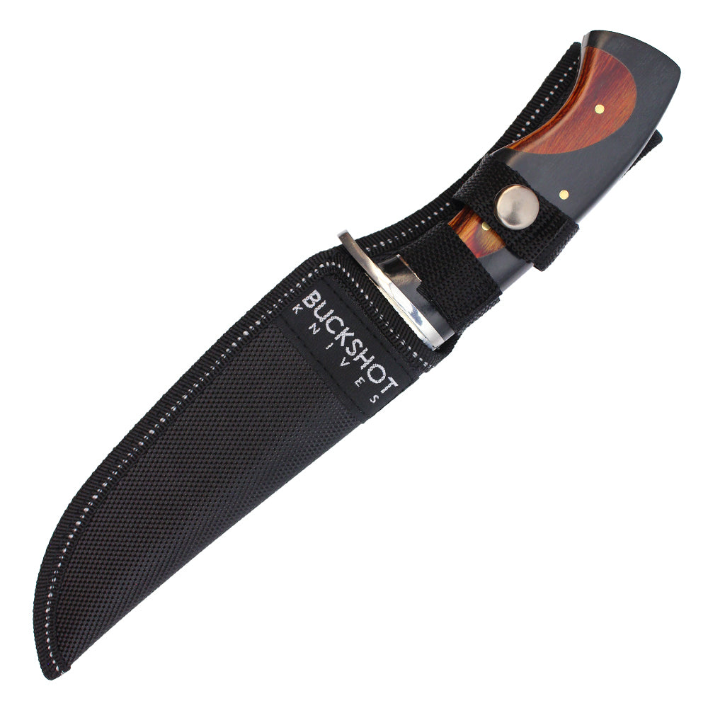 11" Fixed Blade Hunting Knife w/ Black & Wood Handle