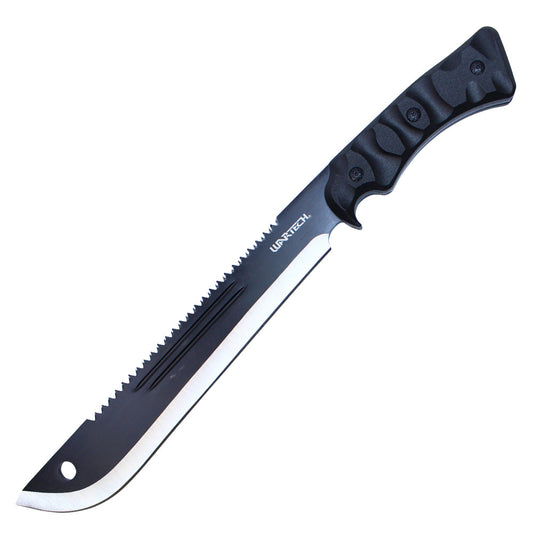 16" Black Tactical Machete w/ Serrated Edge