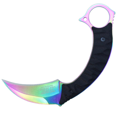 8" Rainbow Karambit w/ Kydex Sheath