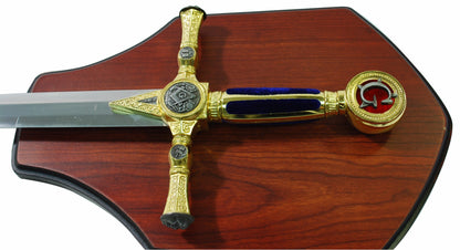 39 1/2" Blue Masonic Sword w/ Plaque (Short) (Blue) (G-Handle)