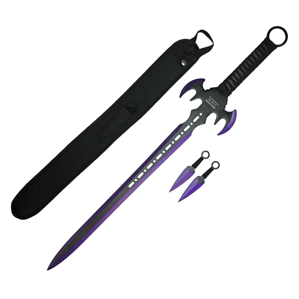 30" Purple Nija Machete w/ 2 Piece 5" Thrower