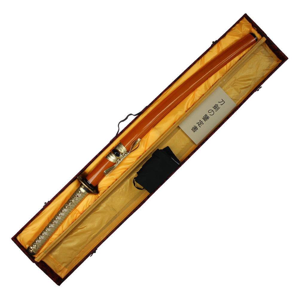 41" Katana w/ Gold Plated folded steel blade (Orange)