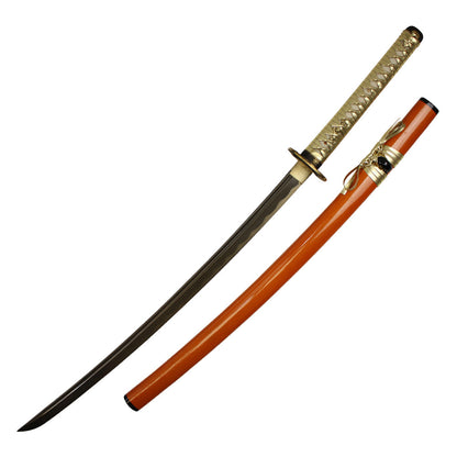 41" Katana w/ Gold Plated folded steel blade (Orange)